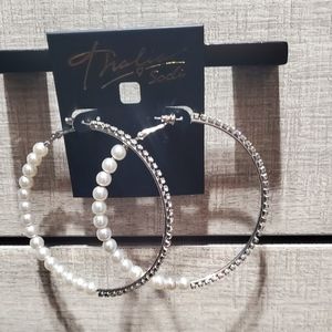 Pearl and Stones Hoops